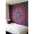 thumbnail image 2 of Bless International Indian hippie Bohemian Psychedelic Golden Blue Peacock Mandala Wall hanging Bedding Tapestry (Purple Pink, King (88x104Inches)(225x265Cms)), 2 of 3