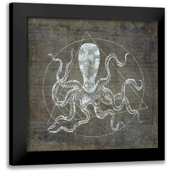 Murdock, Ramona 12x12 Black Modern Framed Museum Art Print Titled - Octopus Geometric Silver