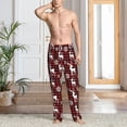 thumbnail image 2 of Gukieu Plaid Reindeer Snowflakes Print Men's Home Trousers, Elastic Drawstring Home Pajamas Clothing Suitable for Adult Men-Large, 2 of 6