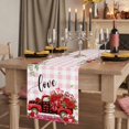 thumbnail image 2 of Table Runners 90 Inches Long Dress Scarves, Valentine's Day Farmhouse Coffee/Dining/Kitchen Table Runner for Living Room, Red Truck Roses Love Leaves Pink Plaid 13x90 Inch, 2 of 9