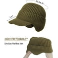thumbnail image 5 of Men Winter Hats for Guys Cool Beanies Lined Knitted Warm Cap Ear-flaps for Men Outdoor Fleece Hat, Khaki, 5 of 8
