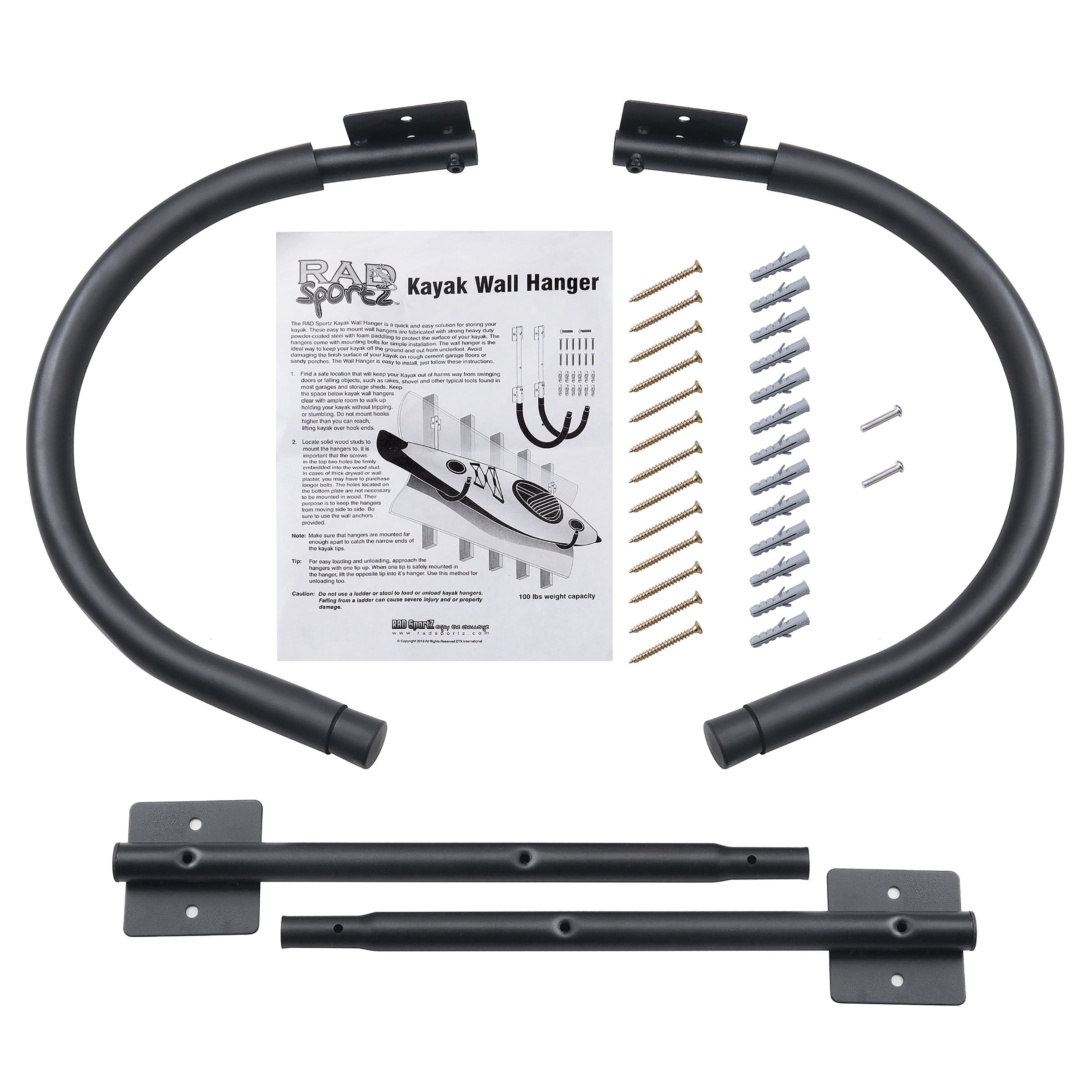 2030 RAD Sportz Kayak Wall Hangers 100 LB Capacity Kayak Storage For Garage or Shed