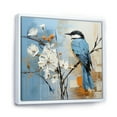 thumbnail image 2 of Designart "Minimalist Blue Bird With White Blossoms" Birds Of Paradise Floater Framed Canvas Prints, 2 of 5