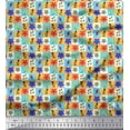 thumbnail image 1 of Soimoi polyester Crepe Fabric Check,Leaves & Floral Clip Art Print Fabric by the Yard 42 Inch Wide, 1 of 1