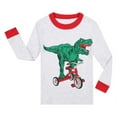 thumbnail image 3 of Outfits for Boys 6-9 Months Children's Homewear Long Sleeve Boys Cartoon Green Dinosaur Print Pajamas Autumn And Winter Warm Pajamas Y0B-Grey, 7-8 Years, 3 of 5