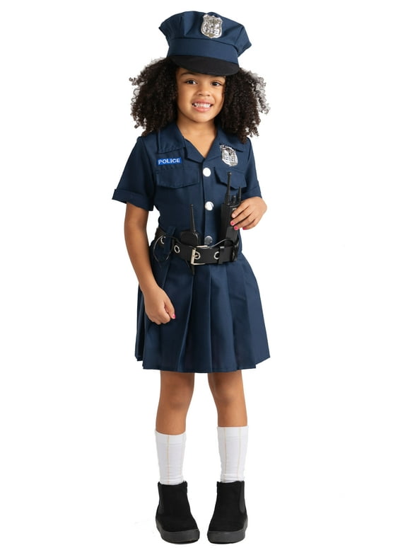 Dress Up America Girl's Police Officer Costume - Halloween Cop Costume for Kids - Dress, Cap, and Belt Set
