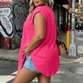 thumbnail image 5 of AKOEE Plus Size Tank Tops Womens Sleeveless Loose Fit One-button V Neck Tunics Solid Casual Summer Blouses (2XL, Hot Pink), 5 of 7