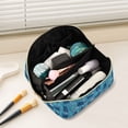 thumbnail image 2 of FORMRS Makeup Bag Travel Cosmetic Organizer for Women Fold Flat Zipper Pouch with Handle, Blue Forest Cat Pattern, 2 of 8