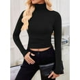thumbnail image 4 of Women'S Long Sleeve Shirts Fall Fashion Basic Thermal Underwear Tops Winter Clothes 2025 Black S, 4 of 6