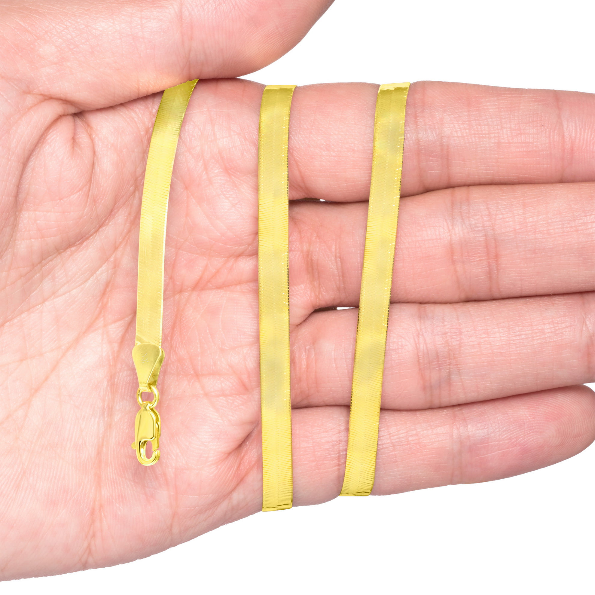 with Secure Lobster Lock Clasp Solid 10k Yellow Gold 5.0mm Silky Herringbone Chain Necklace