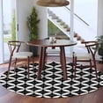 thumbnail image 3 of Black Rhombus Round Area Rug 7Ft Washable Circle Rugs for Dorm Laundry Room, Retro Abstract Geometric Pattern Non-Slip Carpet Floor Mats Indoor Outdoor Carpet Runner Aesthetic Home Decor, 3 of 8
