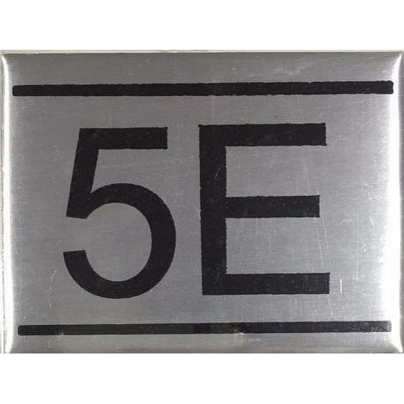 APARTMENT NUMBER SIGN -5E -BRUSHED ALUMINUM (2.25X3, Aluminium))