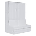thumbnail image 4 of Queen Size Murphy Bed Frame with Cushion Under The Chair,  Upholstered Cabinet Bed, Wood Frame Wall Bed, Horizontal Murphy Bed for Guest Bedroom Apartments Studio Use, 4 of 8