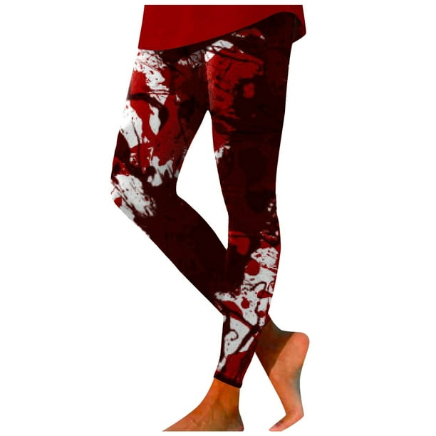 MKLEKYY Leggings de yoga con estampado rojo informal para mujer