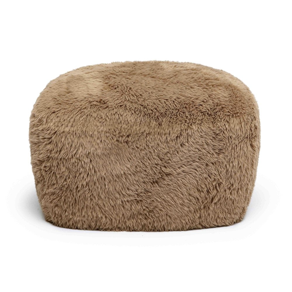 TOV Furniture Britt Dark Taupe Vegan Shearling Ottoman