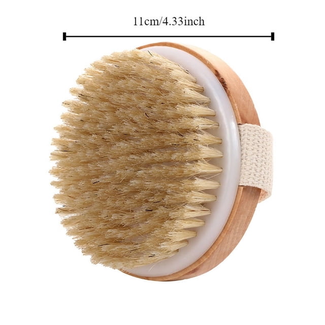 Cepillo de ducha portátil de mano, cepillo de cerdas para el cuerpo de piel seca y húmeda de madera Natural, cepillo suave para SPA, masajeador de baño