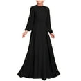 thumbnail image 1 of Women High Neck Abaya Muslim Dress Solid Color Prayer Clothes Long Sleeve Islamic Robe Full Length Dresses, 1 of 6