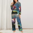 thumbnail image 2 of Honeii Pond Cute Axolotl print Women's Pajama Sets Long Sleeve Button Down Sleepwear Nightwear Soft Pjs Lounge Sets-X-Large, 2 of 7