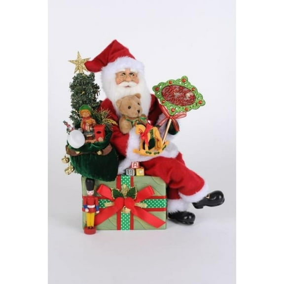 Karen Didion Lighted Merry Christmas Santa Figurine Polyresin