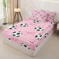 thumbnail image 2 of Manfei Cute Ribbon Bowtie Zipper Twin Comforter Sets with Fitted Sheet and 2 Pillowcases,American Soccer Zipper Bedding Set,Pink Reversible,4 Pieces, 2 of 7
