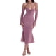 thumbnail image 1 of VISgogo Vestido Midi Elegante para Mujer, Vestido de Fiesta con Cola de Pescado de Color Sólido y Manga Larga con Escote Halter y Tirantes Halter VISgogo moda, 1 of 7