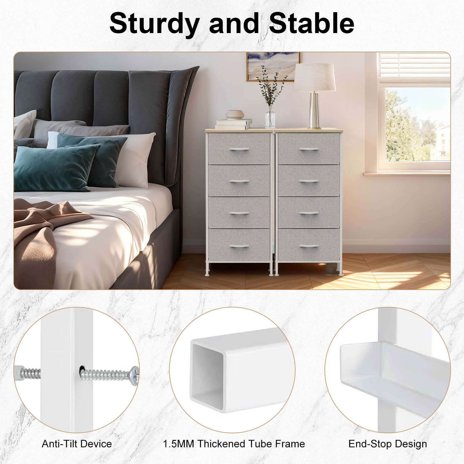 MAYEERTY Night Stand Dresser Wooden Top Cabinet for Closet