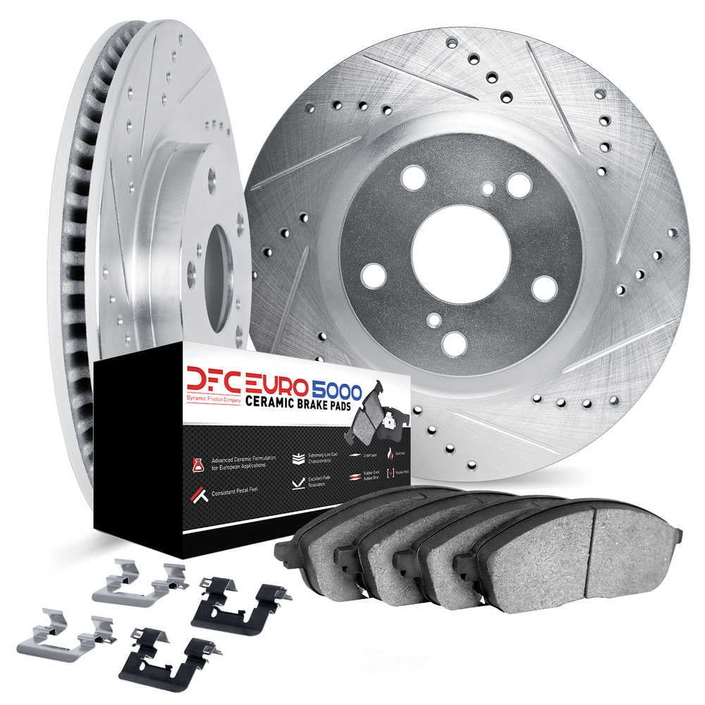 Dynamic Friction Company 7612-65018 DFC Rotors-Drilled and Slotted-Silver with EURO 5000 Ceramic