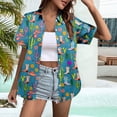 thumbnail image 2 of YANGXINX Women's Hawaiian Button Down Shirts Summer Tropical Floral Printed Short Sleeved Collared Tops Casual Beach Vacation Clothes Outfits, 2 of 4
