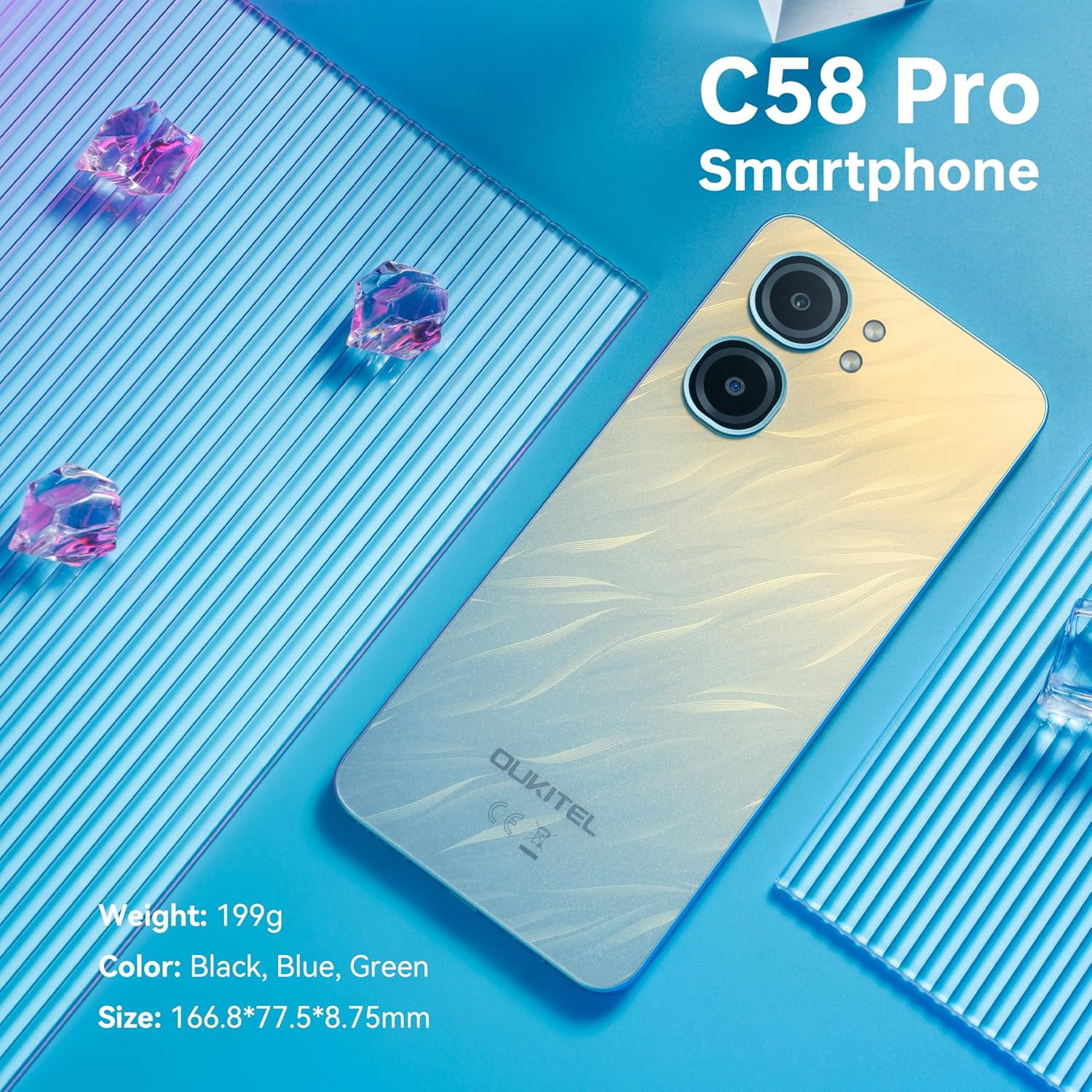 OUKITEL C58 Pro Unlocked Cell Phone - Android 14 Mobile Phone with 24(6+18) GB +256GB/1TB TF Expand, 6.7" HD+ Screen 90Hz 5150mAh Battery 50MP Main Camera Smartphones, NFC/T-Mobile/OTG/Dual SIM 2025