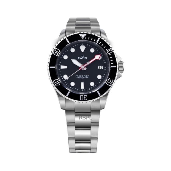 Ratio FreeDiver Sapphire Stainless Steel Black Dial Quartz RTF031 200M Men's Watch