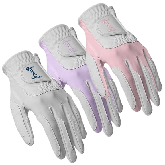 3 NEW LPGA Performance Golf Glove Lady's Multi-Fit - Pink / Lavender / White