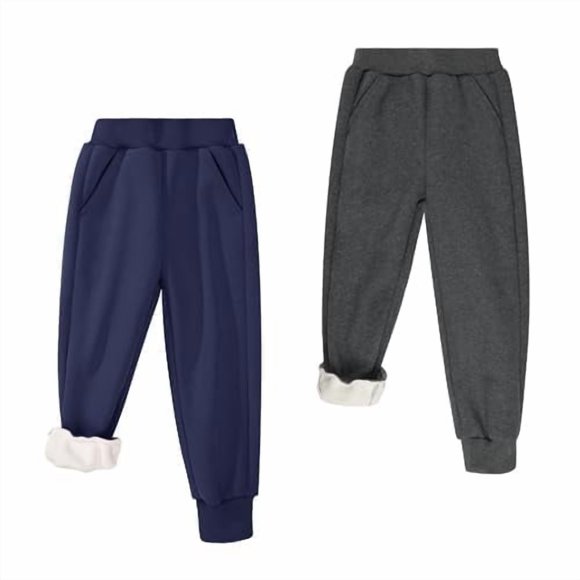 BIG ELEPHANT Pantalones Deportivos con Forro Polar para Niños y Niñas, Pantalones Deportivos Cálidos de Invierno con Cintura Elástica y Bolsillos de 3 a 16 Años