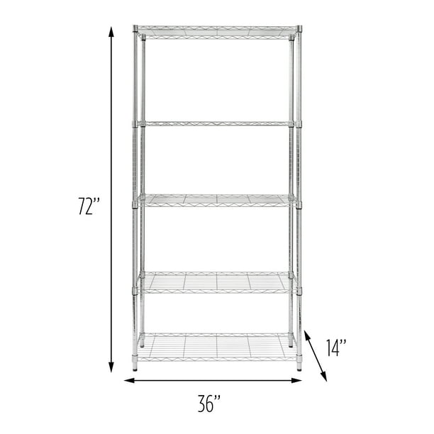 Honey Can Do 5Tier HeavyDuty Adjustable Shelving Unit, Chrome