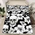 thumbnail image 2 of Manfei Floral Skull 4 Pieces Queen Sheet Sets,Chic Flower Ultra Soft Flat Sheet,Gothic Style Queen Fitted Sheet,Lightweight Teenager Bedroom Decor, 2 of 7