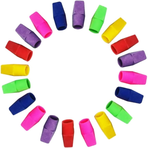 20-Piece Pencil-Top Eraser Set – Eraser Caps for Standard Pencils, Office & Home Workspace Supplies