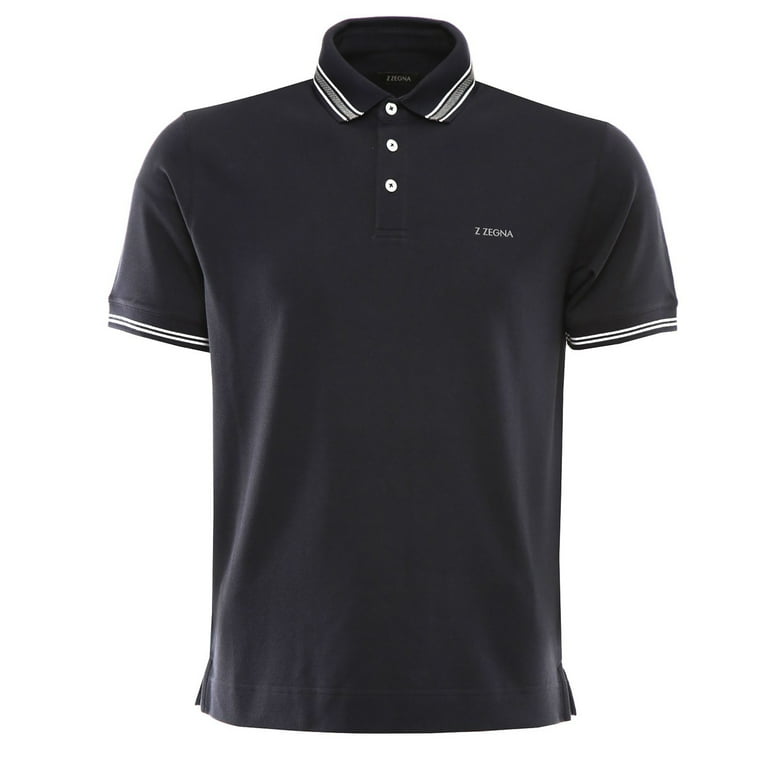 Z Zegna Men s Black Cotton Short Sleeve Polo T-Shirt M - com