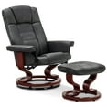 thumbnail image 4 of MCombo Swivel Recliner Chair with Wood Base and Ottoman, Faux Leather, 4 of 9