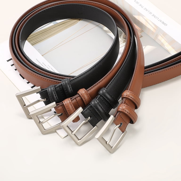 Sendefn Women's Slim Casual Leather Belt, Polished Buckle photo 5