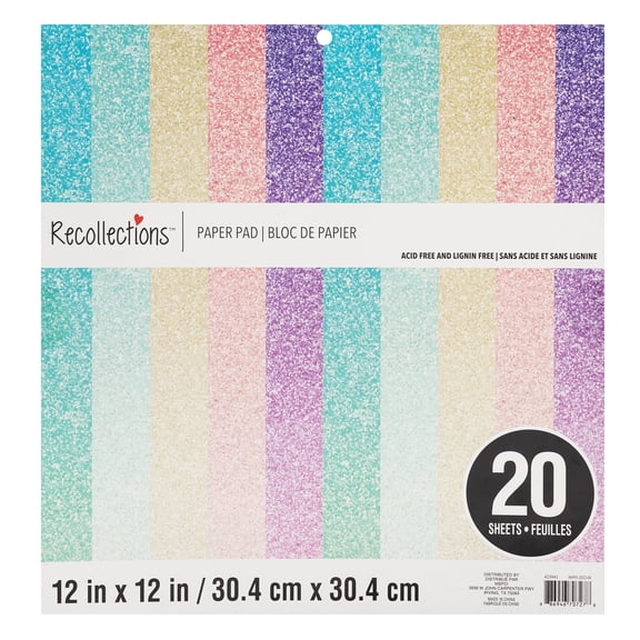 Recollections Signature Ombre Glitter Paper Pad, 12" x 12", 6 Packs: 20 ct. (120 total)