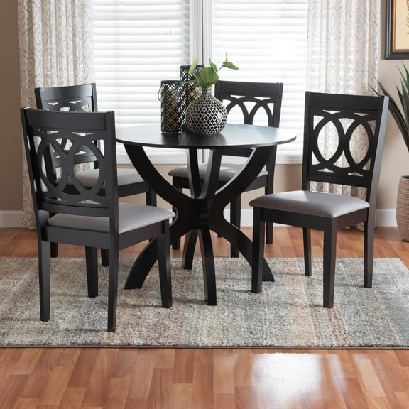 Baxton Studio Rita Modern Dining Set, 5-Piece, Espresso Brown