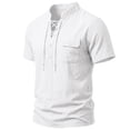 thumbnail image 5 of Landzoo Men'S Tees Solid Color Short Sleeve Henley T Shirt Summer Quick Dry Men Shirt Size XL White, 5 of 9