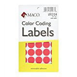 MACO 3/4" Dia. Red Neon Round Color-Coding Labels, 1000 per Box