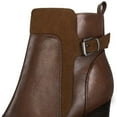 thumbnail image 3 of PENNYSUE Women's Ankle Boots Brown Chunky Heel Zipper Ankle Booties Size 6, 3 of 7