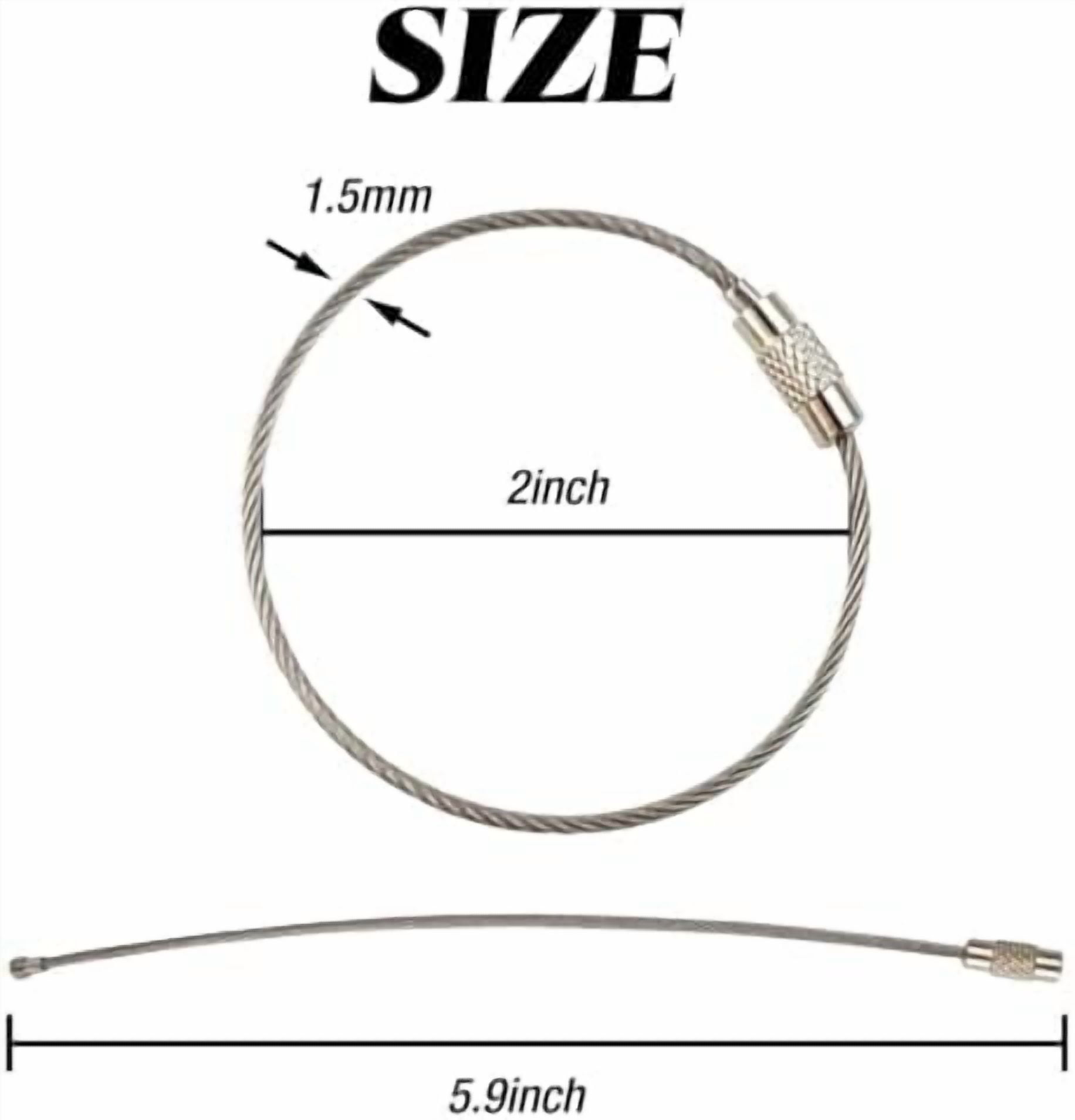 Jointown 50PCS Stainless Steel Wire Keychains Cable, Key Rings, Heavy Duty Luggage Tags Loops Tag Keepers 1.5mm Twist Barrel (Cable Length: 5.9 inches)