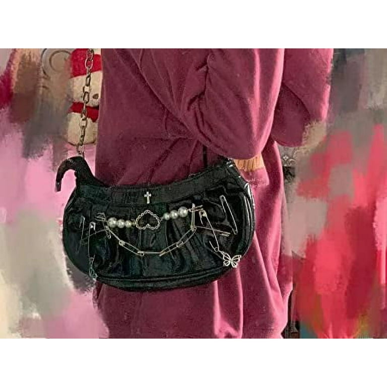 DanceeMangoos Y2k Purses and Handbags Gothic Grunge Purse Retro Alt Emo  Small Shoulder Bags Clutch Purse with Zipper 90s Fashion Egirl Edgy 