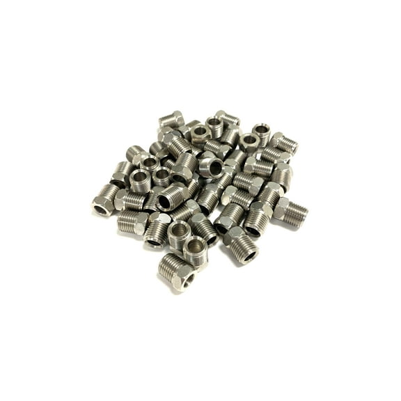 The Stop Shop Inverted Flare Stainless Steel Brake Line Fittings For 3/16 Inch O.D. Tubing With 3/8"-24 Threads (Pack of 50)