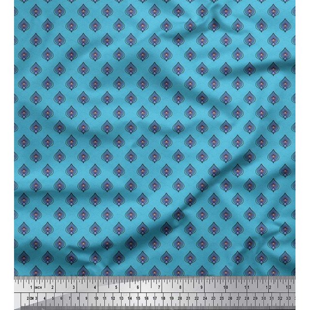 Soimoi Viscose Chiffon Fabric Geometric Scale Design,Floral & Ogee Damask Print Fabric by the Yard 42 Inch Wide