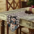 thumbnail image 3 of Table Runner Dresser Scarves Winter Christmas Cute Snowman Cotton Linen Burlap Table Cover Snowflake on Black White Grid Table Runners for Family Kitchen Dining Holiday Party Banquet Decor, 3 of 5
