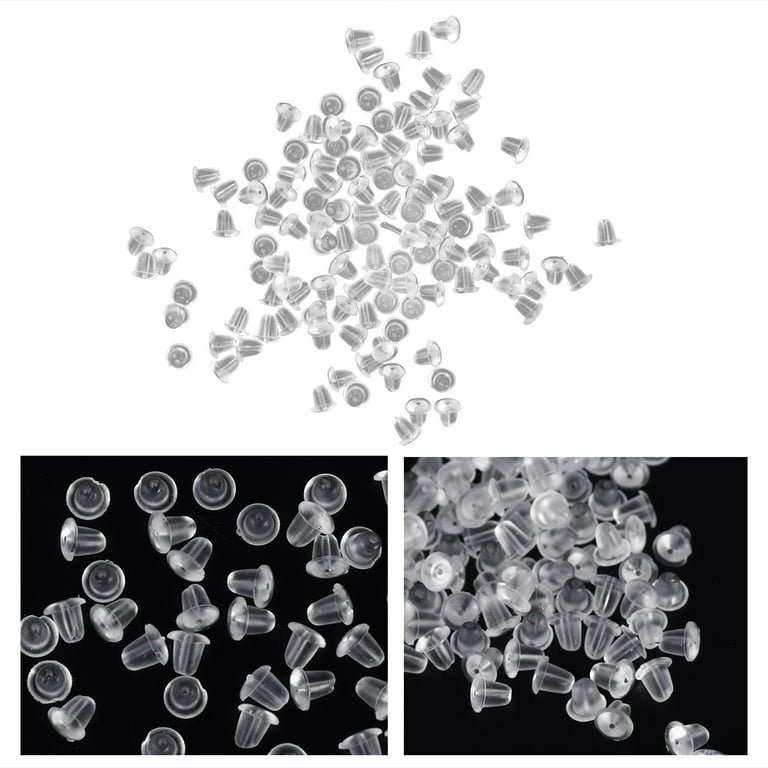 100pcs Plastic Ear Plugging, Minimalist Clear Rubber Earring Backs For Home