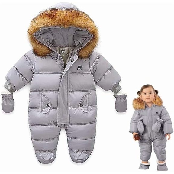 Baby Winter Snowsuit Coat Romper Outwear Hooded Footie Toddler
